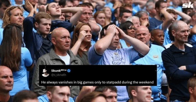 Cover Image for “Ghosting in big games again” “Small team bully” – Fans slam Manchester City star for his performance in 0-0 Inter draw